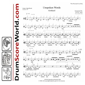 Gotthard – Unspoken Words – Drum Sheet